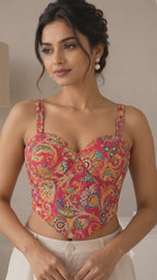 Banjara India Embroidered Festive Wear Latest Corset Style Blouse-BL-CRST-Blue