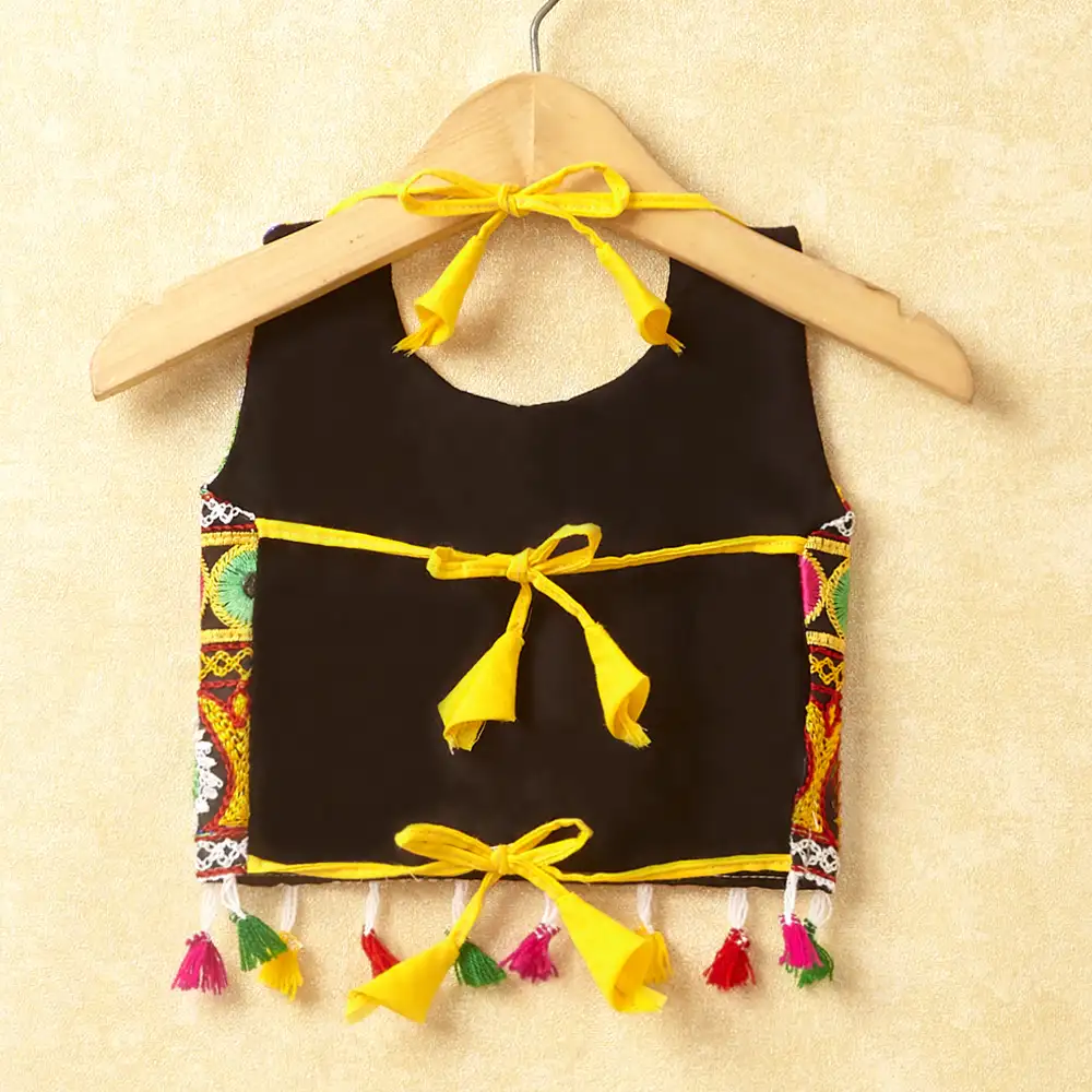 Banjara India Kutchi Emboidered White Girls Chaniya Choli with Dupatta (CC-DROP) - YELLOW