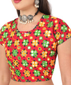 Banjara India Cotton Long Flair Aari Embroidery Kutch Work (Lehenga Choli) Chaniya Choli Set with Dupatta--Temple-05