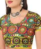 Banjara India Cotton Long Flair Aari Embroidery Kutch Work (Lehenga Choli) Chaniya Choli Set with Dupatta-KAJU02