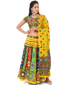 Banjara India Cotton Long Flair Aari Embroidery Kutch Work (Lehenga Choli) Chaniya Choli Set with Dupatta-KAJU02