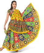 Banjara India Cotton Long Flair Aari Embroidery Kutch Work (Lehenga Choli) Chaniya Choli Set with Dupatta-KAJU02
