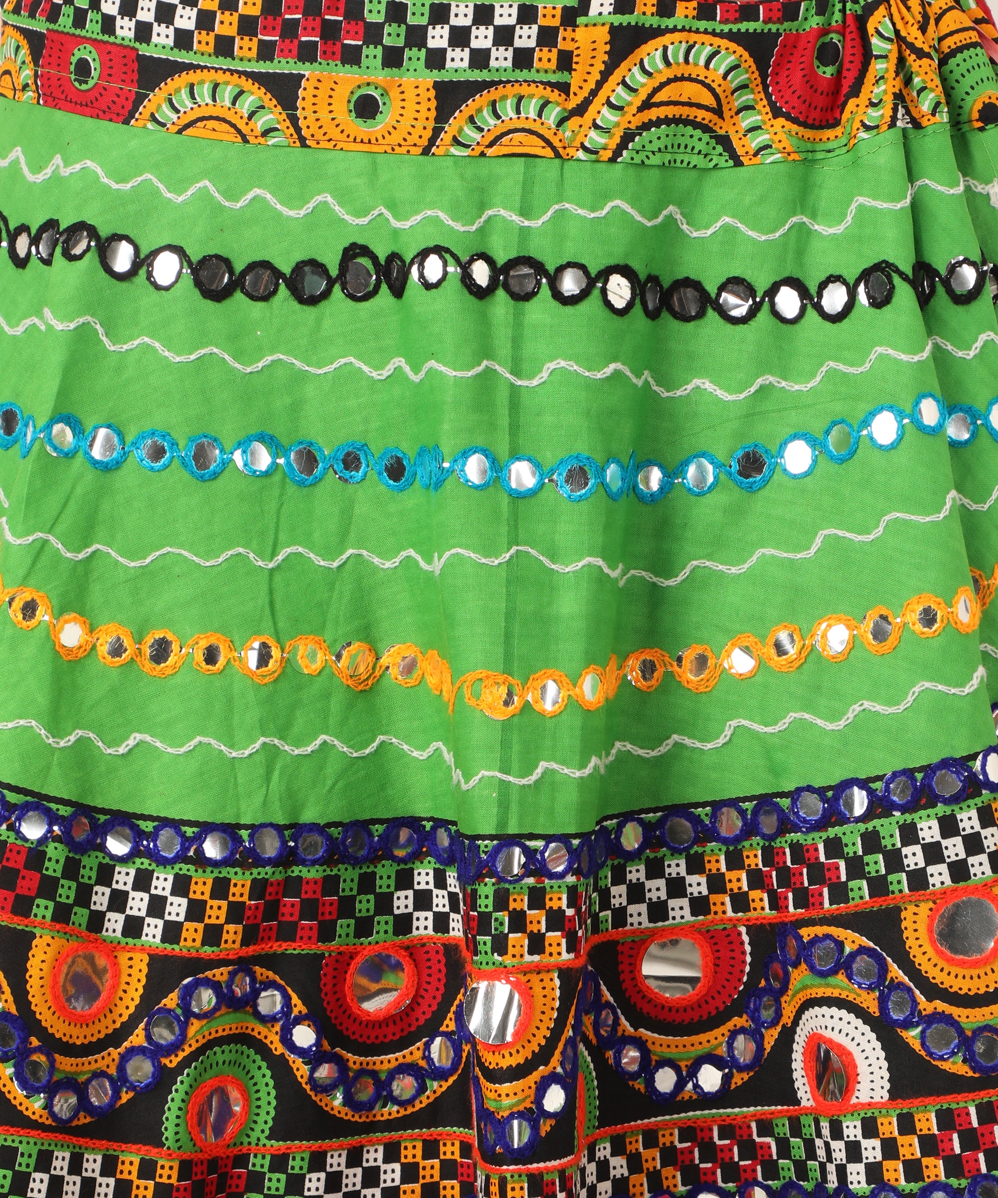 Banjara India Cotton Long Flair Aari Embroidery Kutch Work (Lehenga Choli) Chaniya Choli Set with Dupatta-GOL04