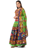 Banjara India Cotton Long Flair Aari Embroidery Kutch Work (Lehenga Choli) Chaniya Choli Set with Dupatta-GOL03
