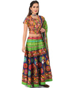 Banjara India Cotton Long Flair Aari Embroidery Kutch Work (Lehenga Choli) Chaniya Choli Set with Dupatta-GOL03