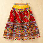 Banjara India Kutchi Emboidered Red Girls Chaniya Choli with Dupatta (CC-WAVE) - Red