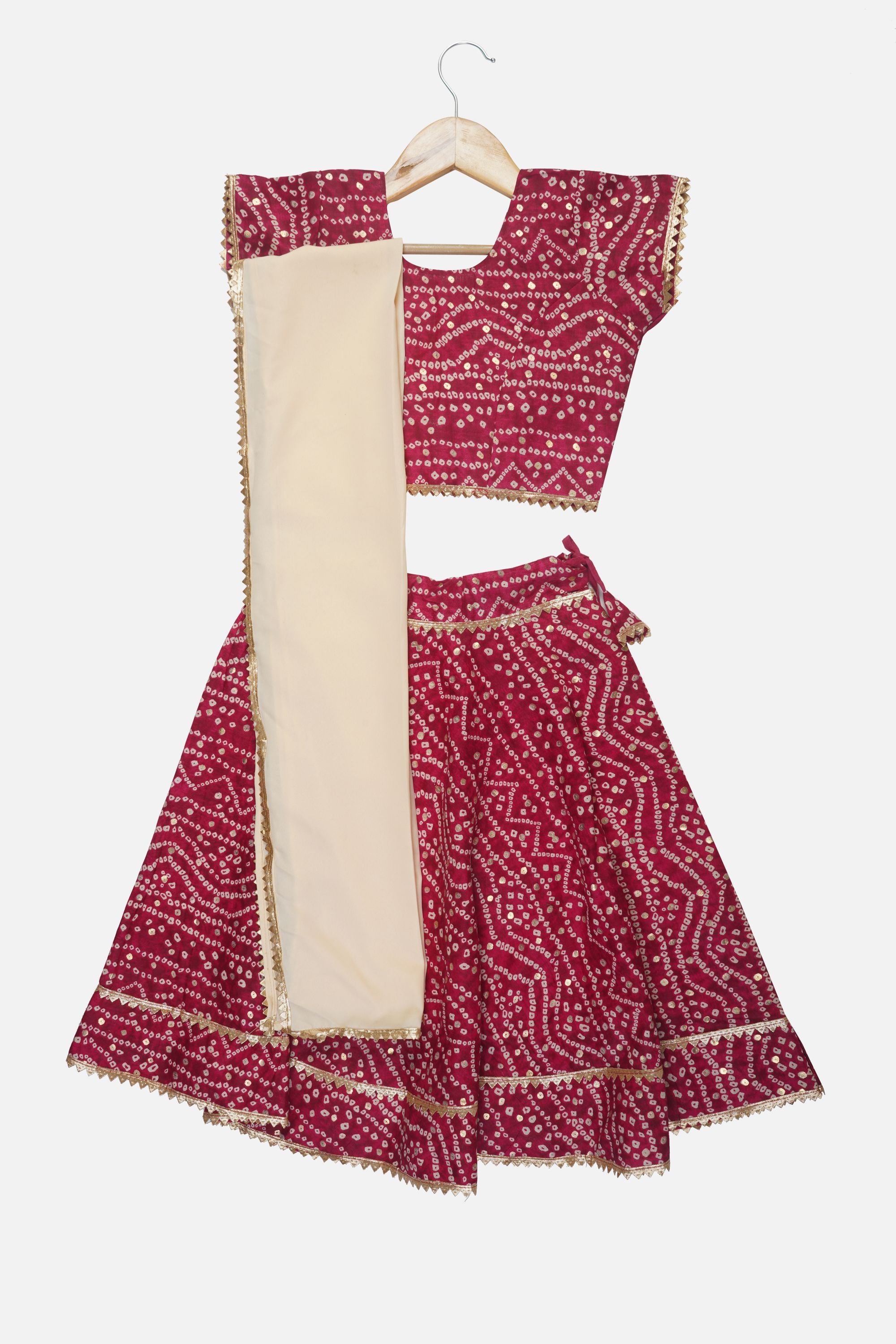 Banjara India Kutchi EmboidePink Yellow Girls Chaniya Choli with Dupatta (CC-BANDHEJ) - Pink