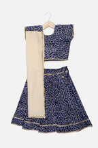 Banjara India Kutchi Emboidered Yellow Girls Chaniya Choli with Dupatta (CC-BANDHEJ) - Blue
