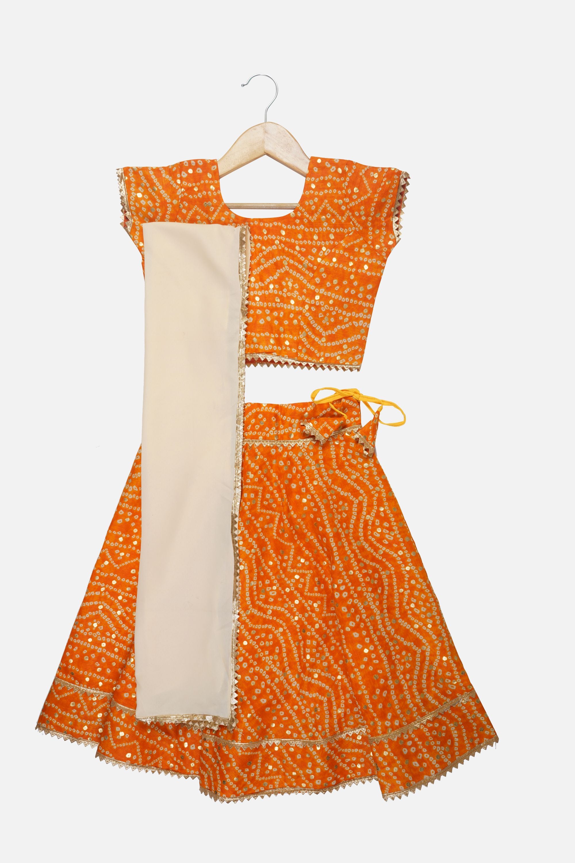 Banjara India Kutchi Emboidered Yellow Girls Chaniya Choli with Dupatta (CC-BANDHEJ) - Yellow