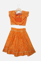 Banjara India Kutchi Emboidered Yellow Girls Chaniya Choli with Dupatta (CC-BANDHEJ) - Yellow