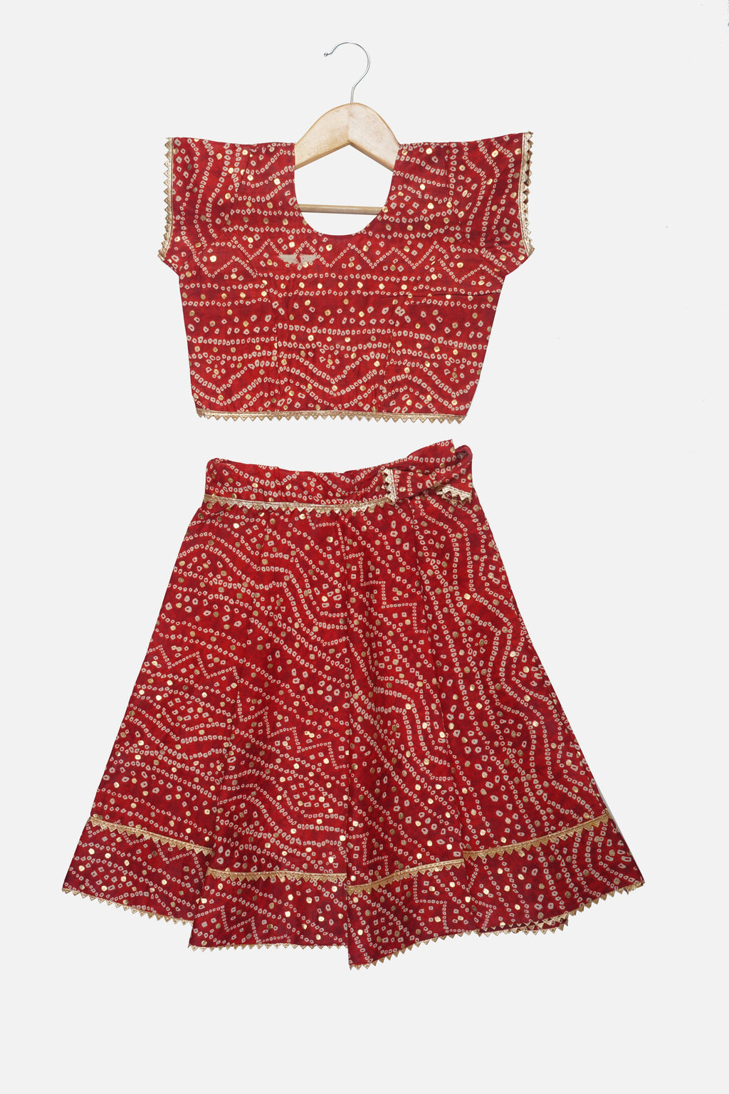 Banjara India Kutchi Emboidered Yellow Girls Chaniya Choli with Dupatta (CC-BANDHEJ) - Red