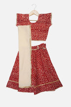 Banjara India Kutchi Emboidered Yellow Girls Chaniya Choli with Dupatta (CC-BANDHEJ) - Red