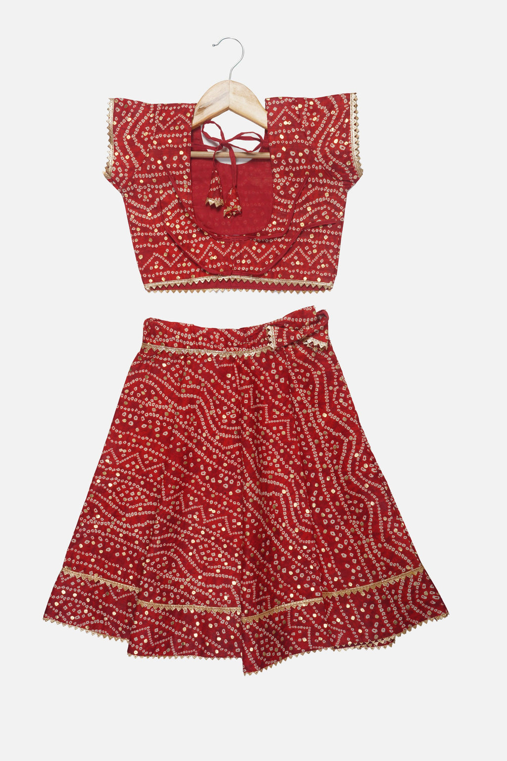 Banjara India Kutchi Emboidered Yellow Girls Chaniya Choli with Dupatta (CC-BANDHEJ) - Red