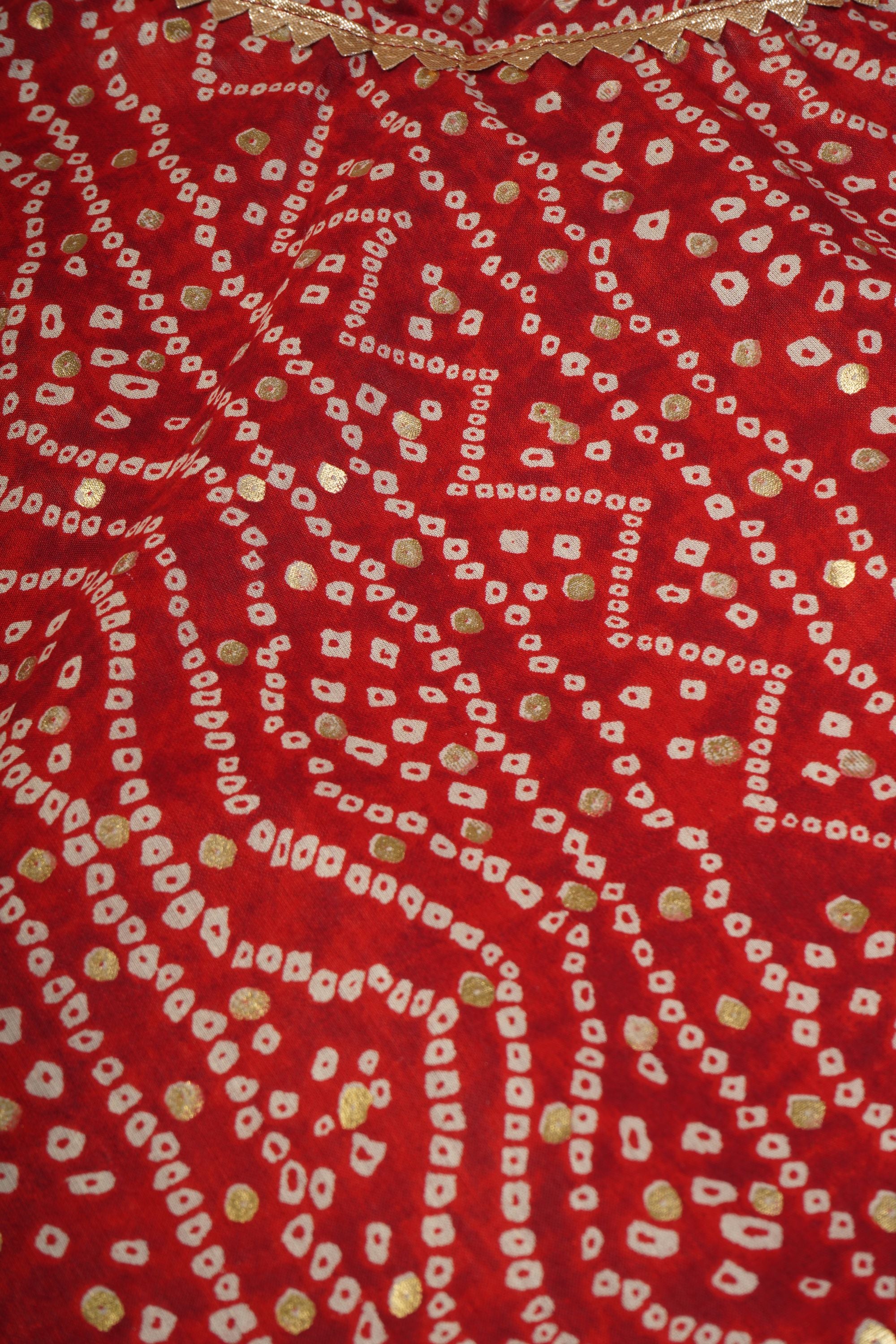 Banjara India Kutchi Emboidered Yellow Girls Chaniya Choli with Dupatta (CC-BANDHEJ) - Red
