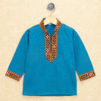 Kutchi Emboidered Kurta Pajama for Boys - Blue