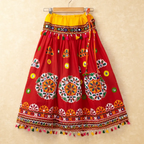 Banjara India Kutchi Emboidered Red Girls Chaniya Choli with Dupatta (CC-RING) - Red