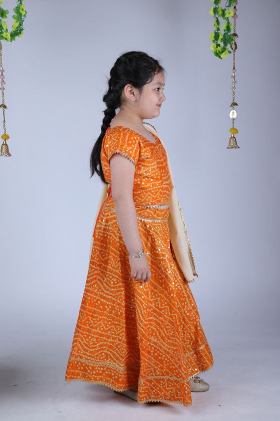 Banjara India Kutchi Emboidered Yellow Girls Chaniya Choli with Dupatta (CC-BANDHEJ) - Yellow