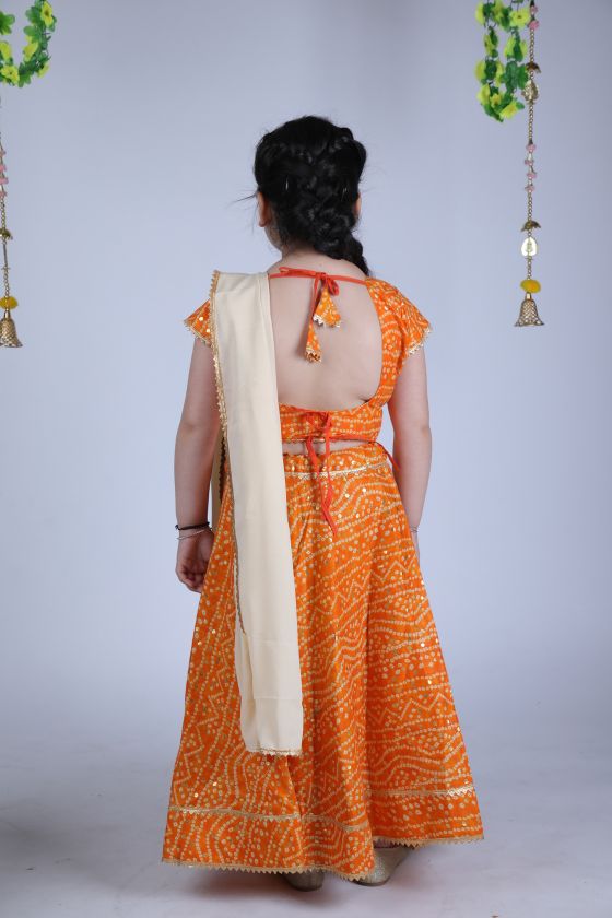 Banjara India Kutchi Emboidered Yellow Girls Chaniya Choli with Dupatta (CC-BANDHEJ) - Yellow