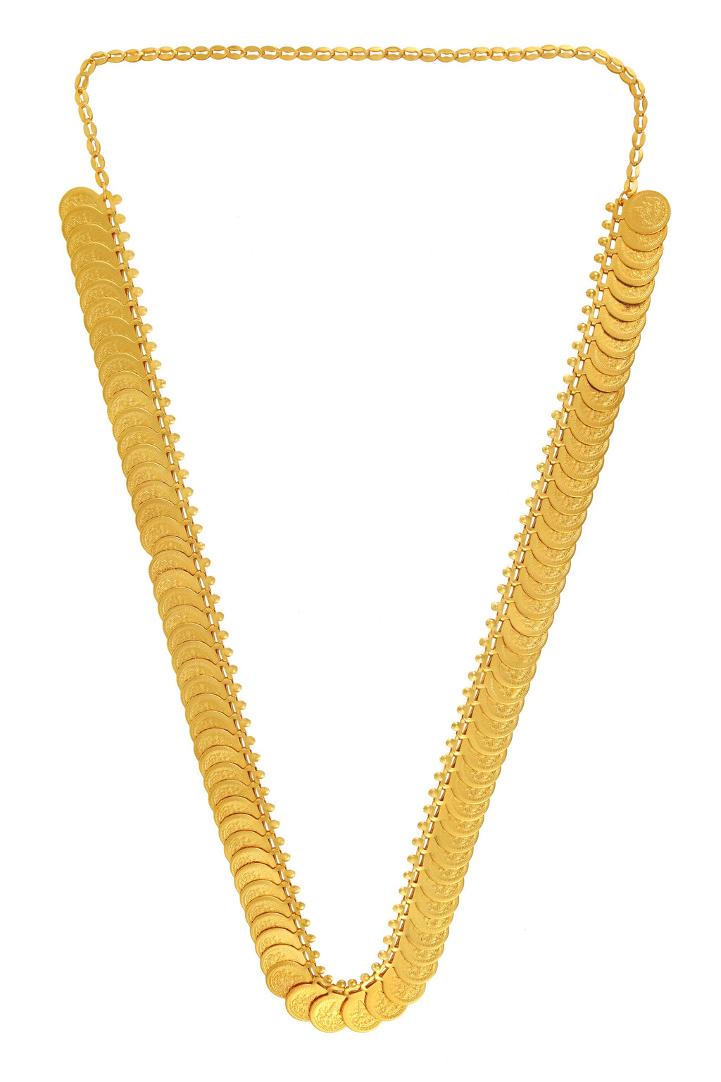 Charms Gold Plated Long Traditionl Maharani Temple Coin Necklace for Women/Girls (NECK-11)