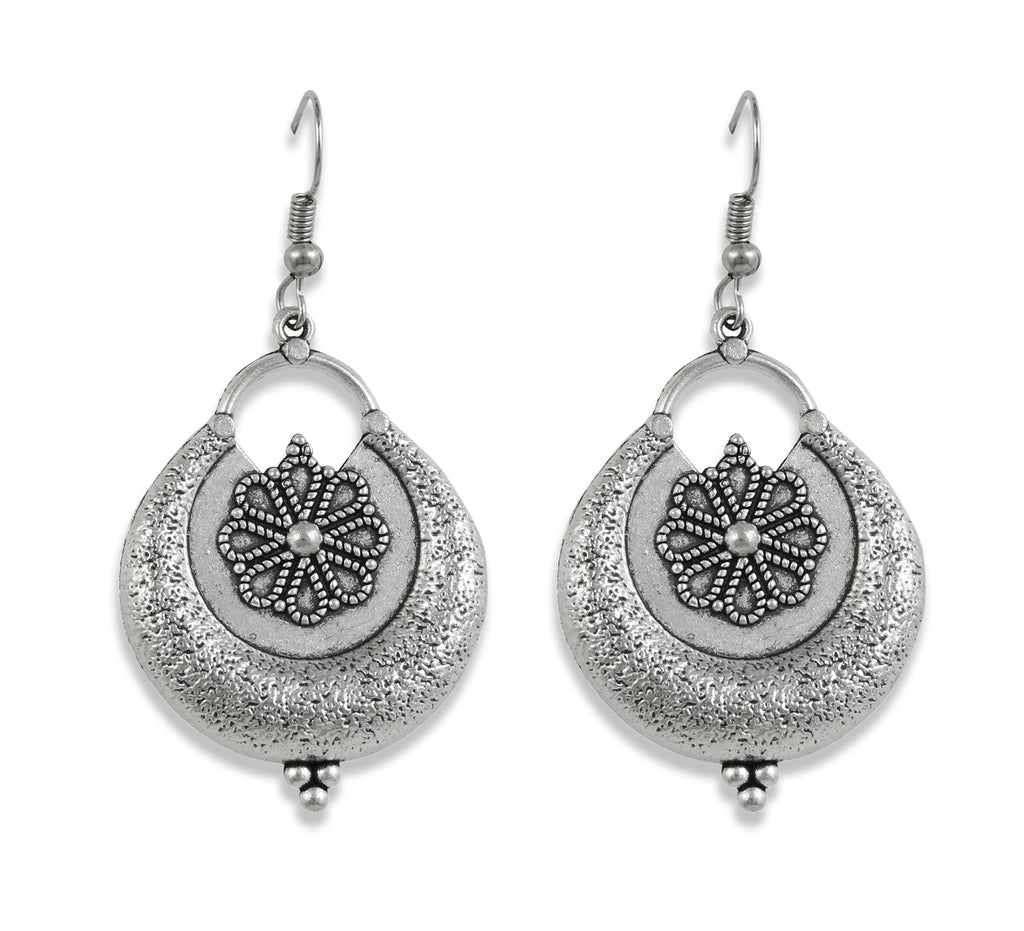 Charms Silver Oxidised Jewellery Set with Earrings for Women/Girls (NECK-30)