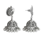 Charms Silver Oxidised Temple Jewellery Set with Earrings for Women/Girls NECK-33