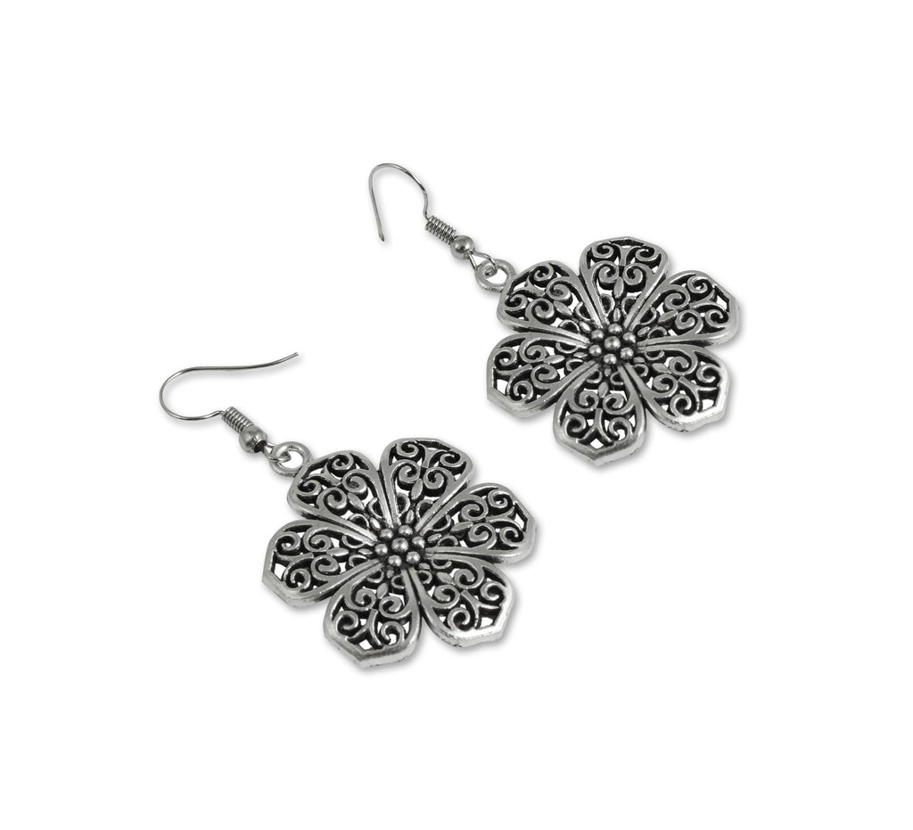Charms Silver Oxidised Jewellery Set with Earrings for Women/Girls (NECK-27)