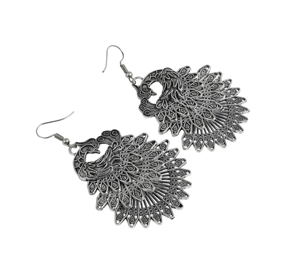 Charms Silver Oxidised Jewellery Set with Earrings for Women/Girls (NECK-29)