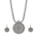 Charms Silver Oxidised Jewellery Set with Earrings for Women/Girls (NECK-27)