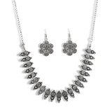 Charms Silver Oxidised Jewellery Set with Earrings for Women/Girls (NECK-28)