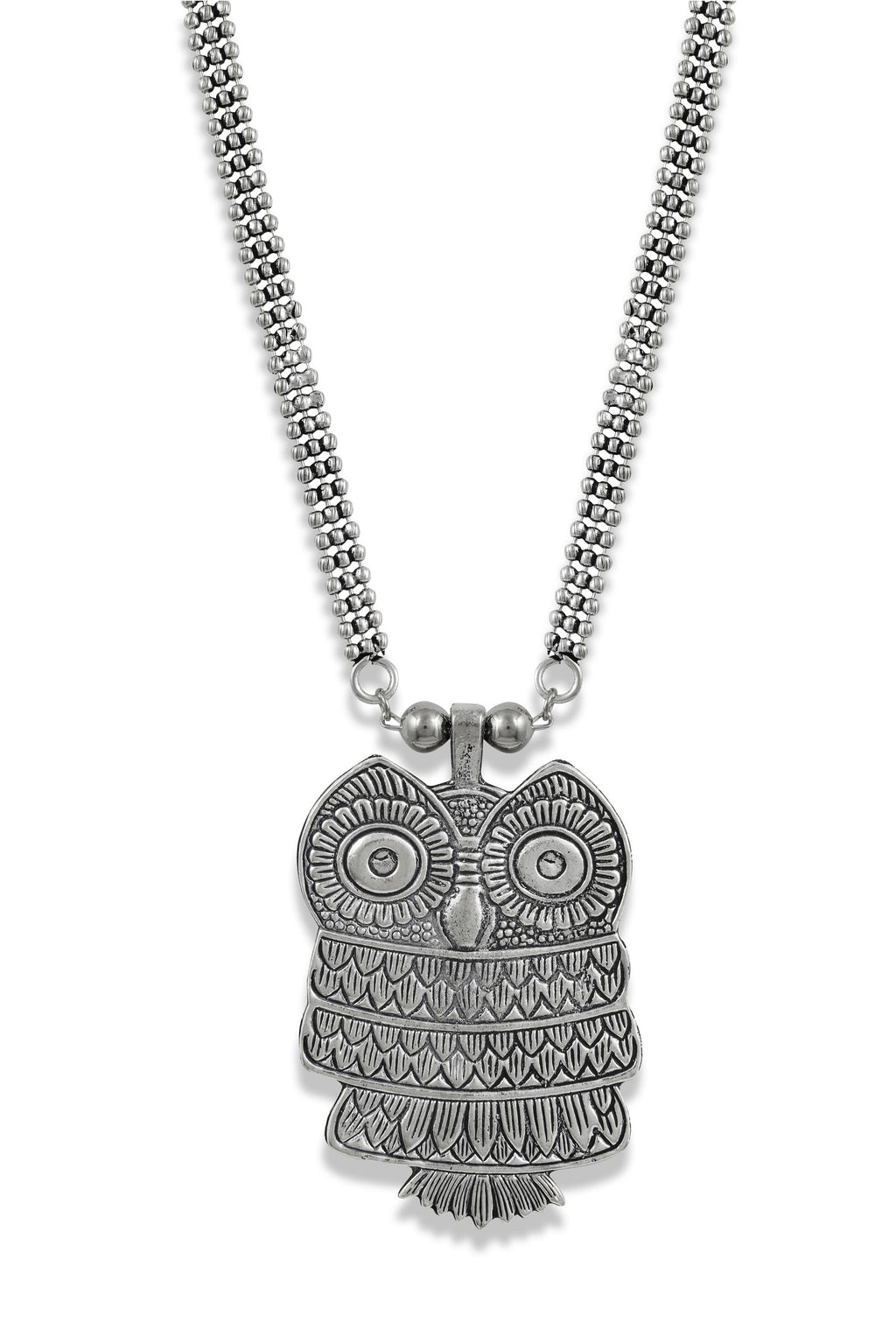 Charms Silver Oxidised Jewellery Set with Earrings for Women/Girls (NECK-30)