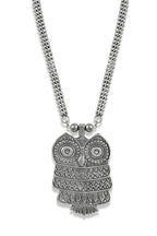Charms Silver Oxidised Jewellery Set with Earrings for Women/Girls (NECK-30)