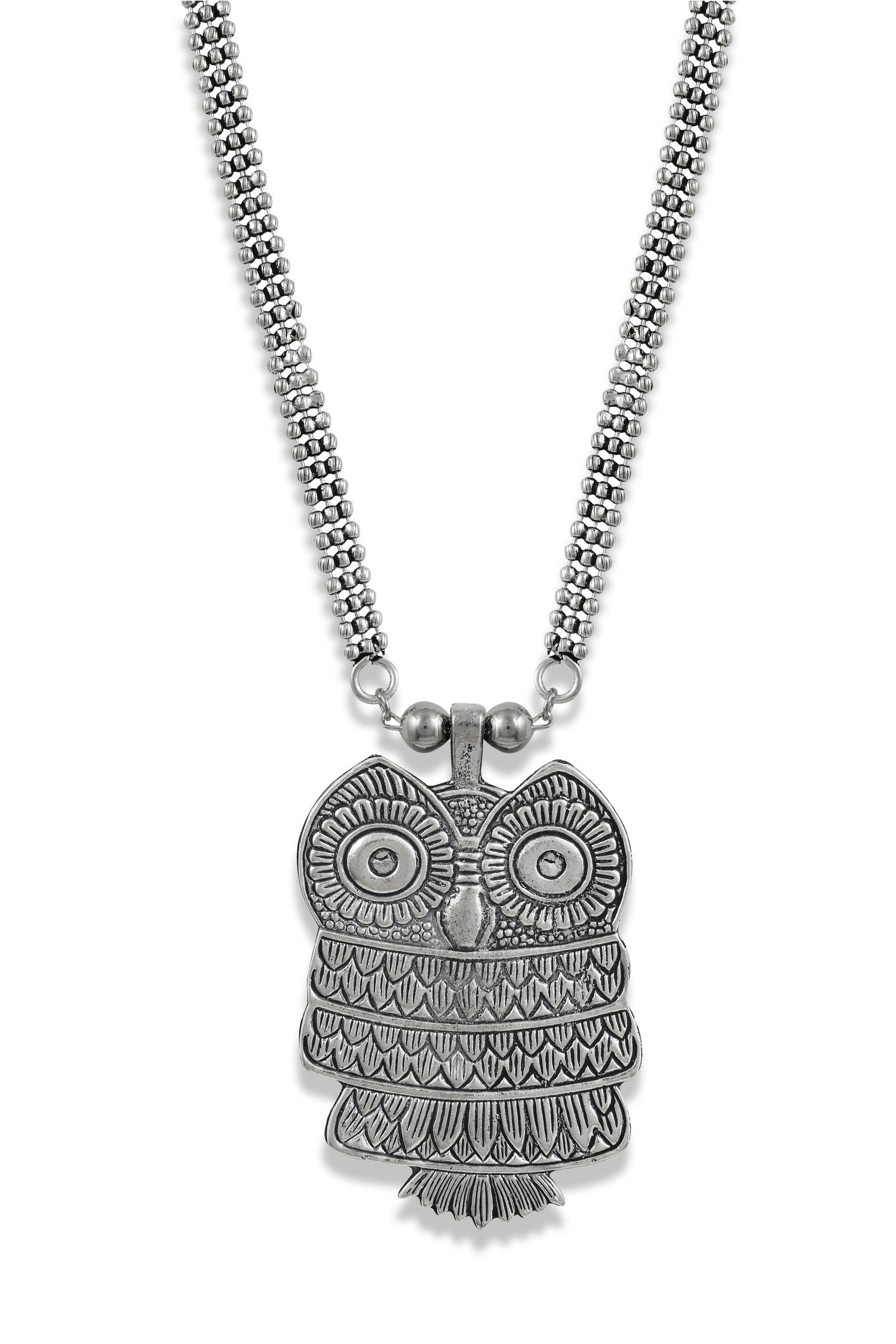 Charms Silver Oxidised Jewellery Set with Earrings for Women/Girls (NECK-30)