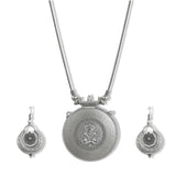 Charms Silver Oxidised Temple Jewellery Set with Earrings for Women/Girls NECK-31