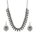 Charms Silver Oxidised Jewellery Set with Earrings for Women/Girls (NECK-32)