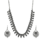 Charms Silver Oxidised Jewellery Set with Earrings for Women/Girls (NECK-32)