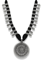 Charms Silver Oxidised Temple Jewellery Set with Earrings for Women/Girls NECK-33