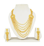 Charms Traditional Look Gold Plated Jewellery Set Necklace with Earrings for Women (NECK-25)