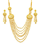 Charms Traditional Look Gold Plated Jewellery Set Necklace with Earrings for Women (NECK-25)