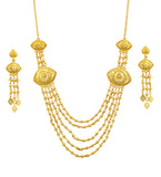 Charms Gold Plated Traditional Layered Jewellery Sets for Women (NECK-24)