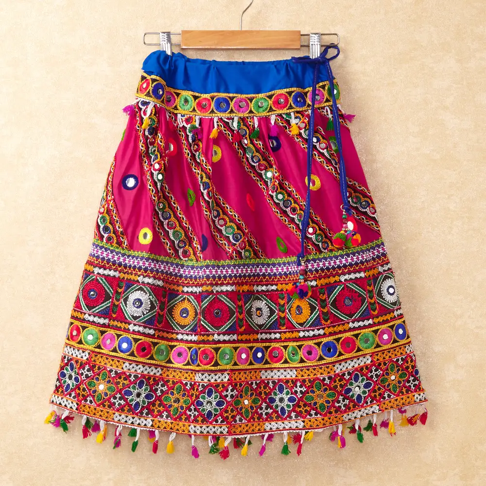 Banjara India Kutchi Emboidered Pink Girls Chaniya Choli with Dupatta (CC-WAVE) - Pink
