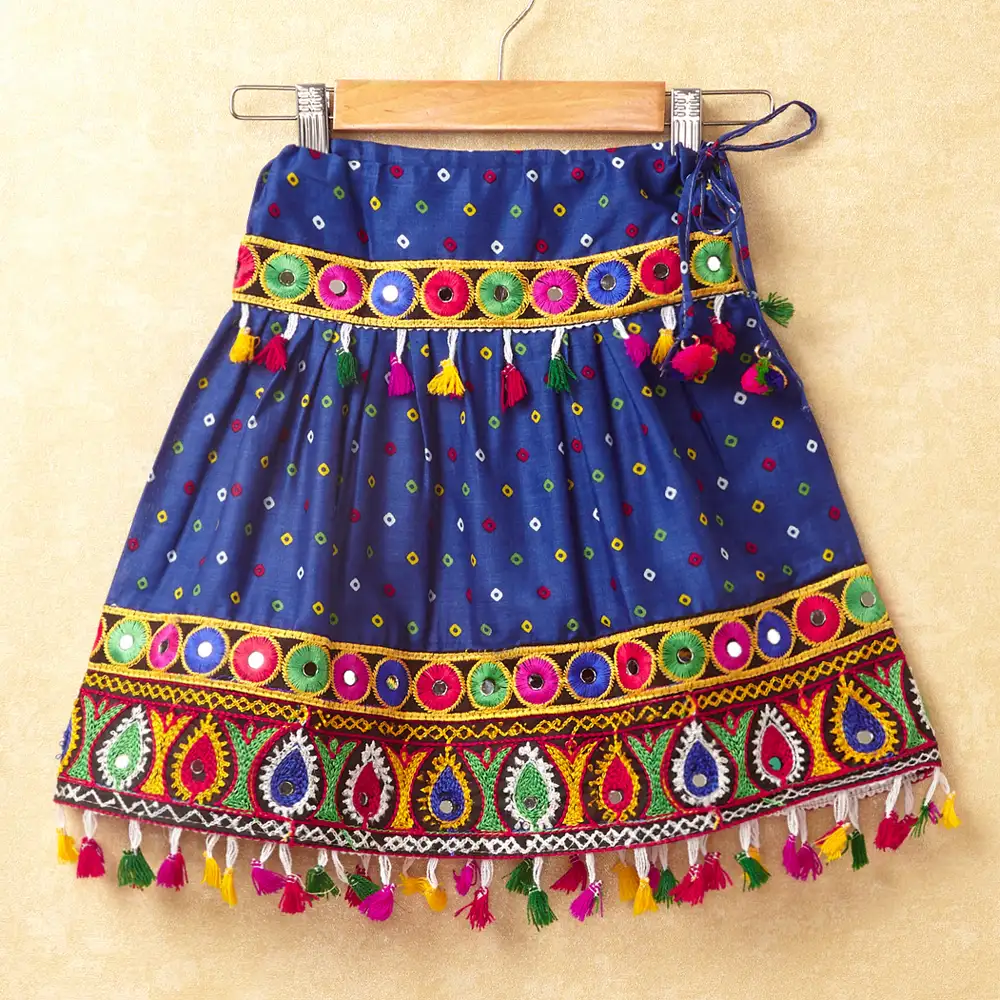 Banjara India Kutchi Emboidered Red Girls Chaniya Choli with Dupatta (CC-POP) - Blue