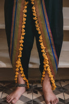 Black yellow unique Handloom Cotton  kedia with baby yoke and pants set (MF8004)