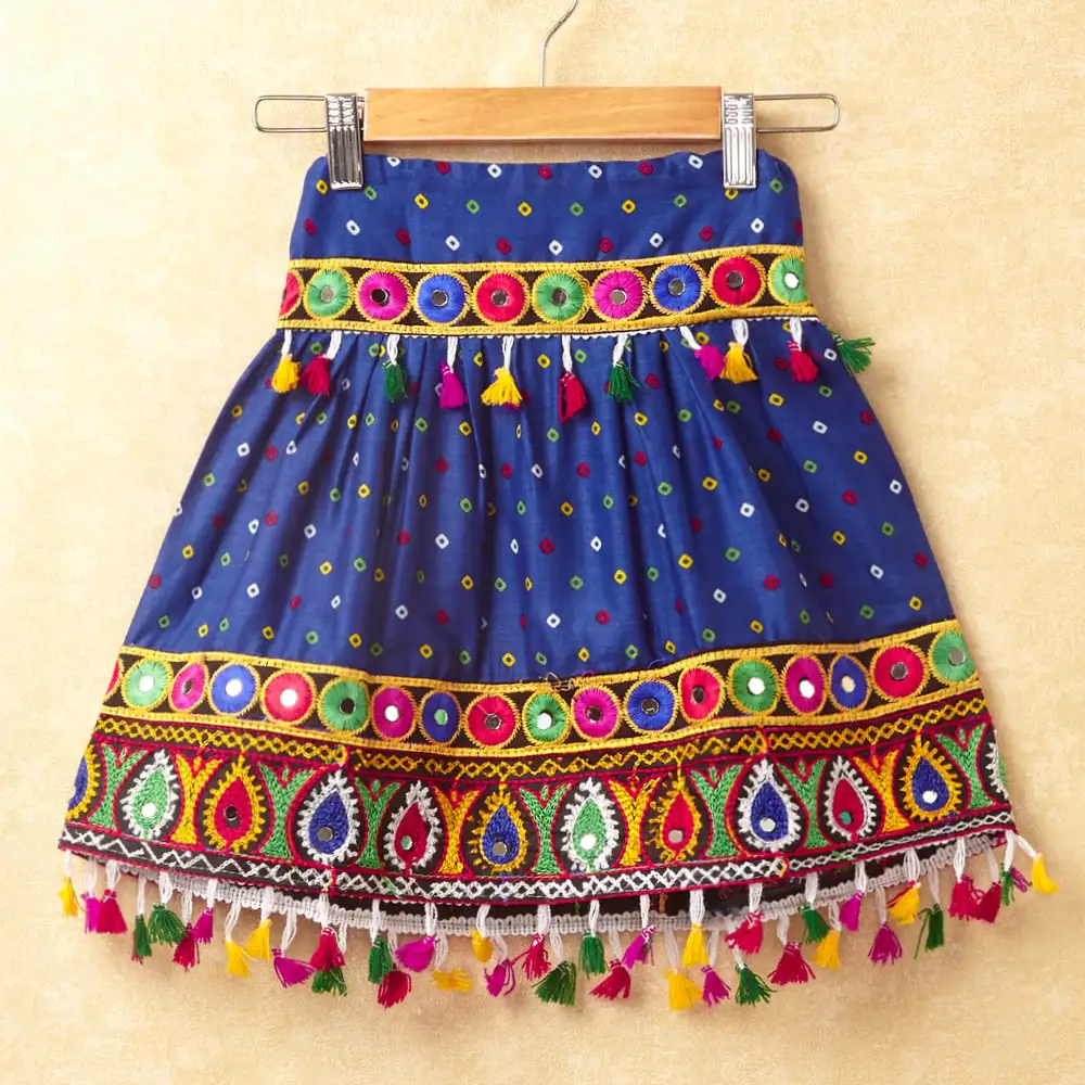 Banjara India Kutchi Emboidered Red Girls Chaniya Choli with Dupatta (CC-POP) - Blue