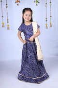 Banjara India Kutchi Emboidered Yellow Girls Chaniya Choli with Dupatta (CC-BANDHEJ) - Blue
