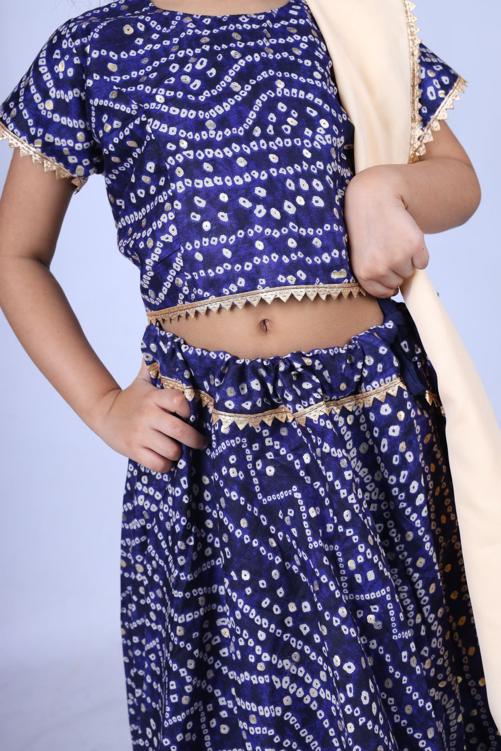 Banjara India Kutchi Emboidered Yellow Girls Chaniya Choli with Dupatta (CC-BANDHEJ) - Blue