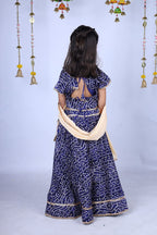 Banjara India Kutchi Emboidered Yellow Girls Chaniya Choli with Dupatta (CC-BANDHEJ) - Blue