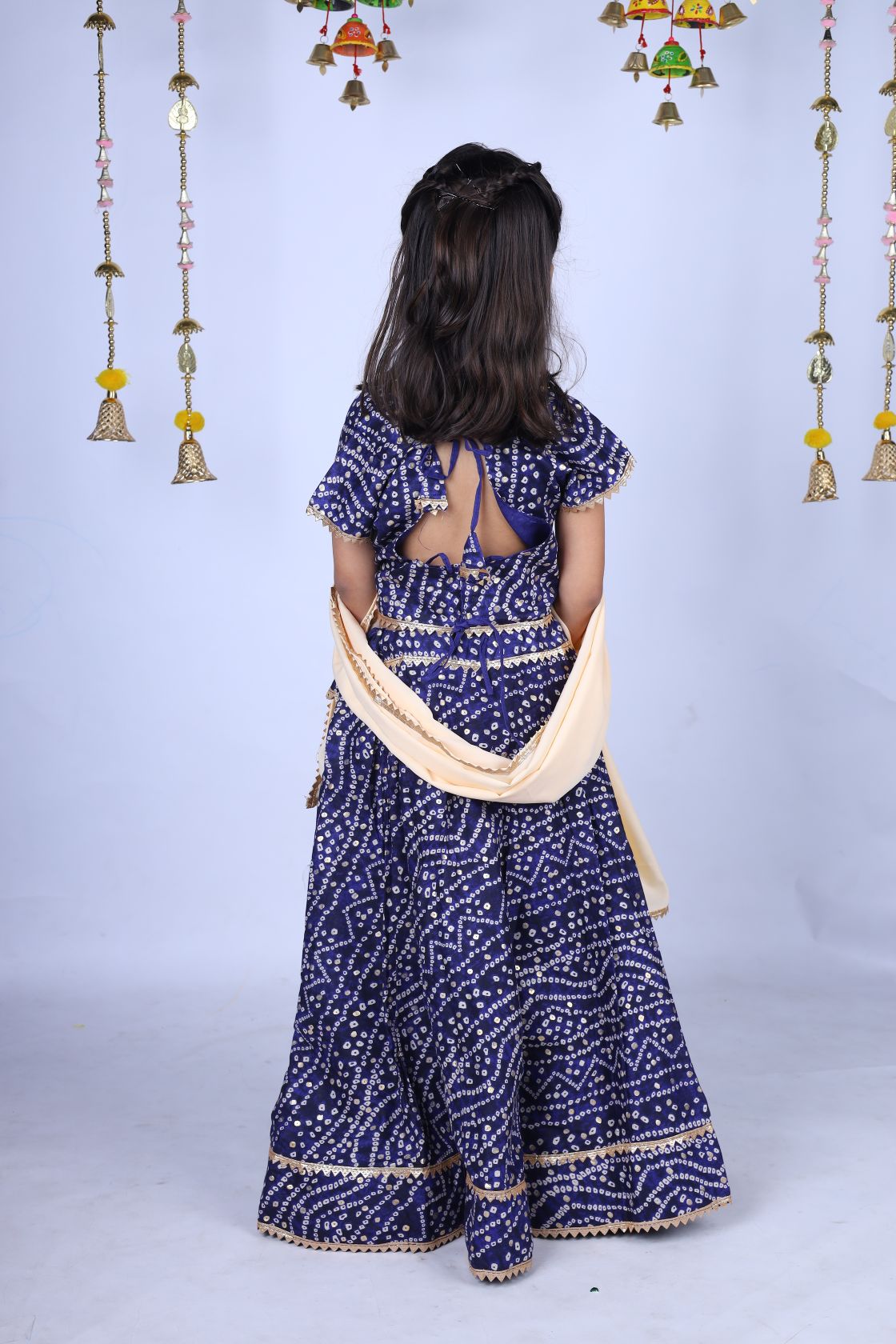 Banjara India Kutchi Emboidered Yellow Girls Chaniya Choli with Dupatta (CC-BANDHEJ) - Blue