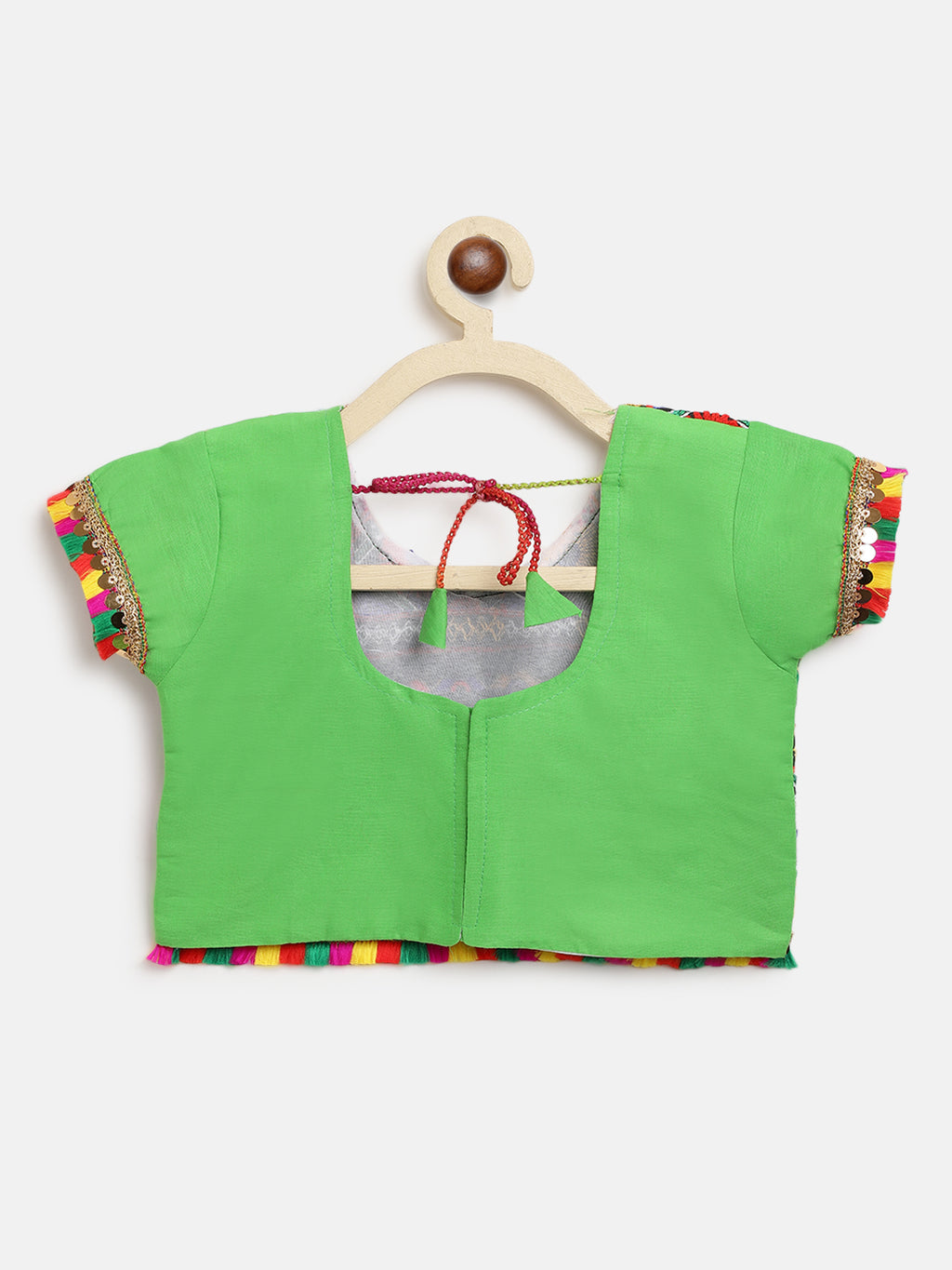 Banjara India Kutchi Emboidered Black Girls Chaniya Choli with Dupatta (CC-DMND) - Green