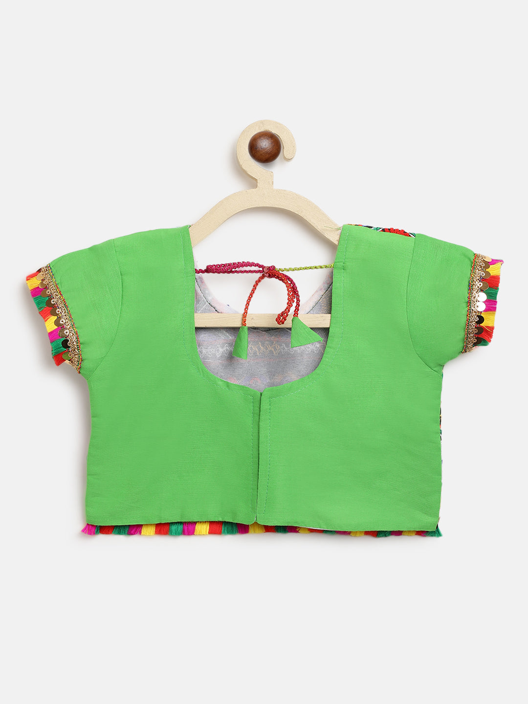 Banjara India Kutchi Emboidered Black Girls Chaniya Choli with Dupatta (CC-DMND) - Green