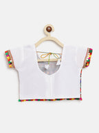 Banjara India Kutchi Emboidered Black Girls Chaniya Choli with Dupatta (CC-DMND) - White